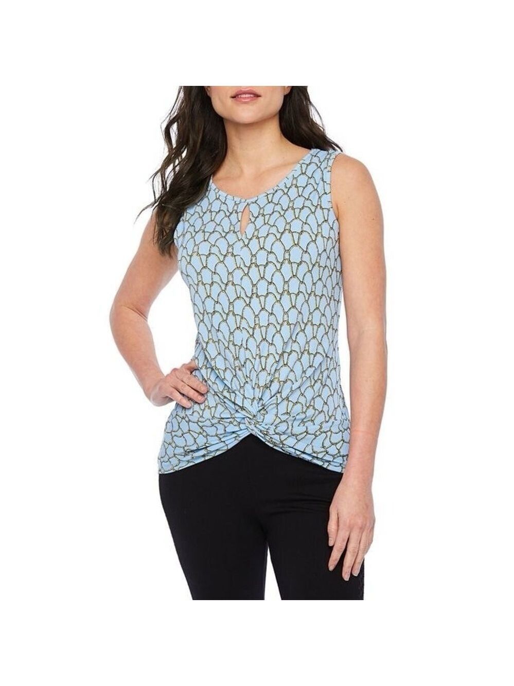 BOLD elements Blue Tie Front Tank Top